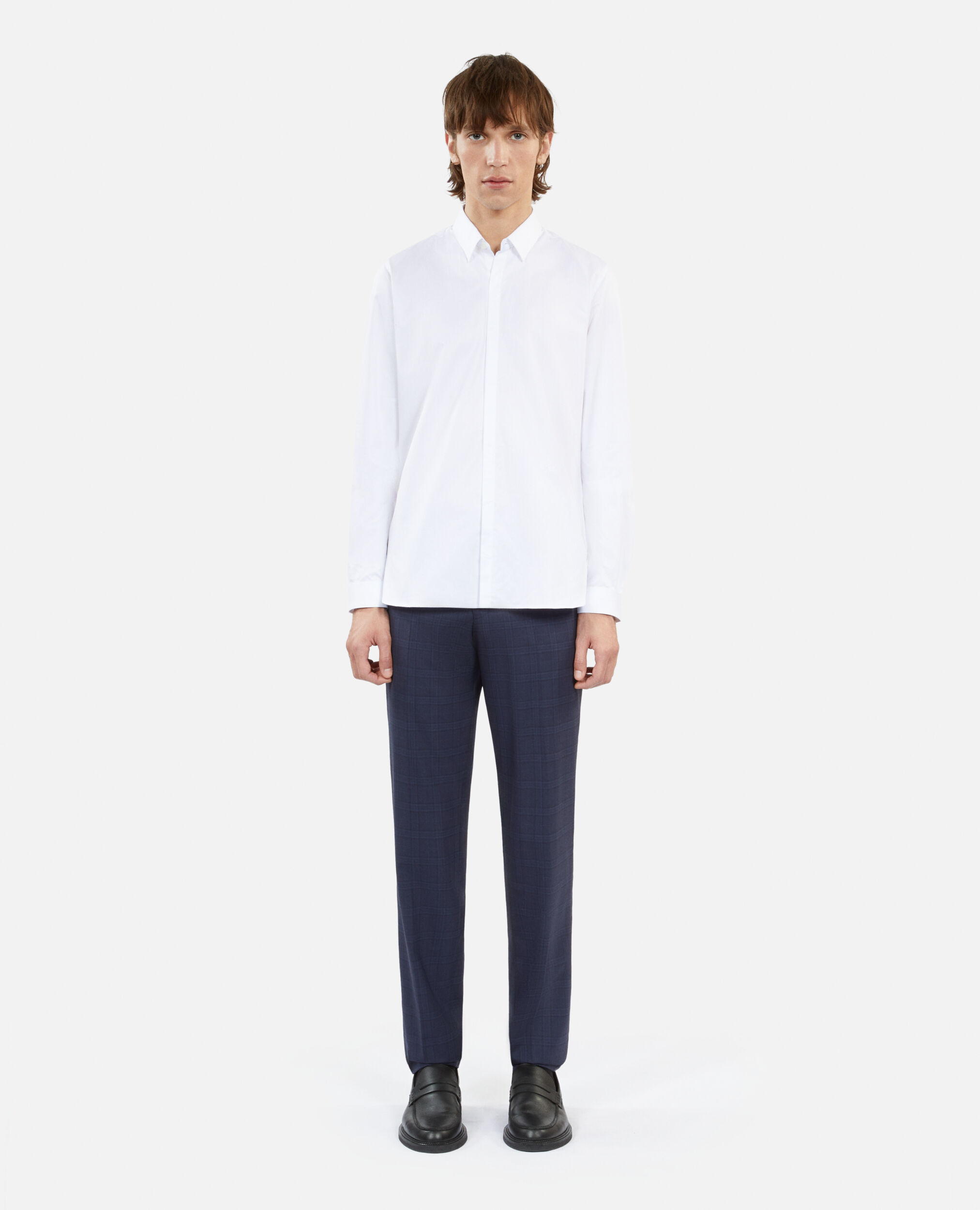 Camisa algodón blanca con cuello clásico, WHITE, hi-res image number null