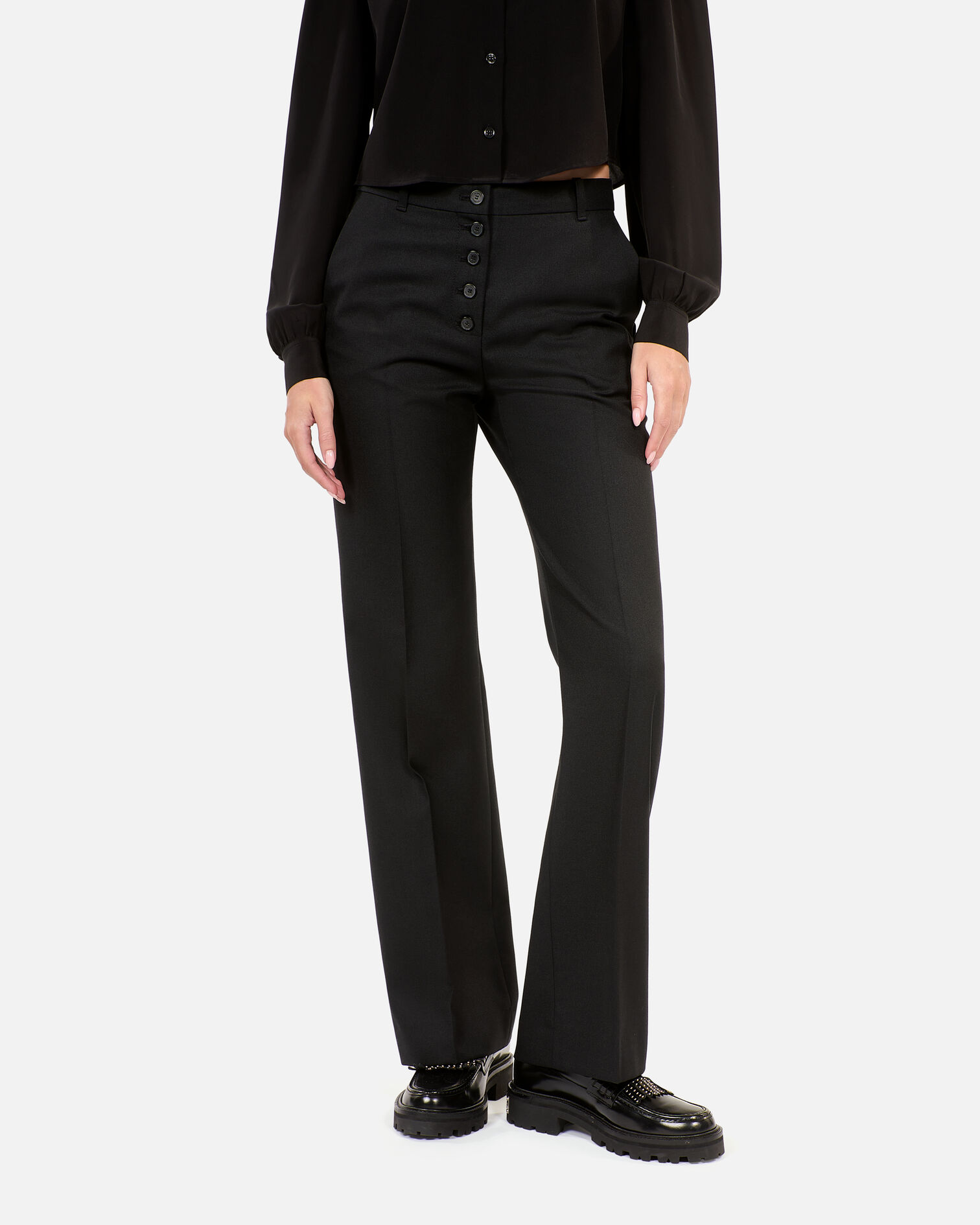 Pantalon droit noir, BLACK, hi-res image number null