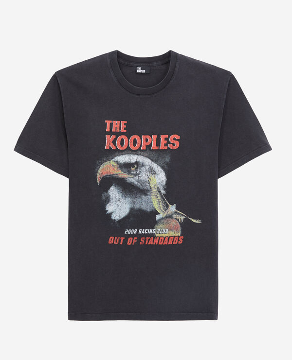 camiseta negra serigrafía eagle para hombre