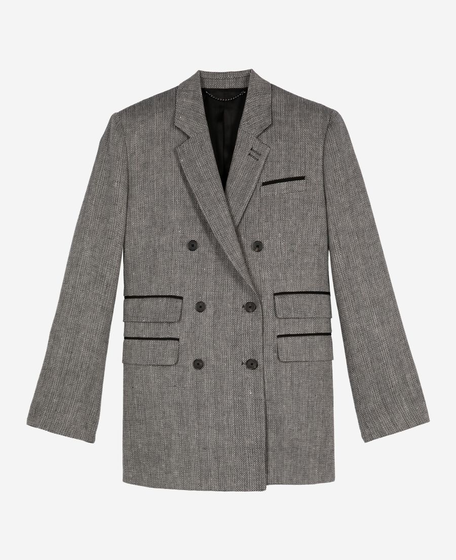 The Kooples F GREY grey wool and linen tailored jacket
