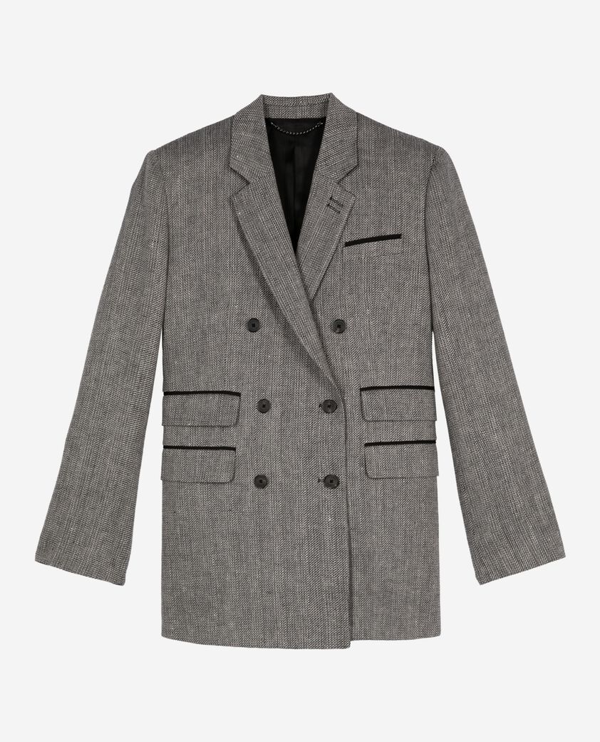 The Kooples FEMME GREY veste tailleur en laine et lin grise