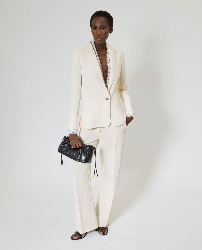 The Kooples WOMEN OFF WHITE suit jacket with ecru lace band