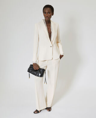 The Kooples WOMEN OFF WHITE suit jacket with ecru lace band