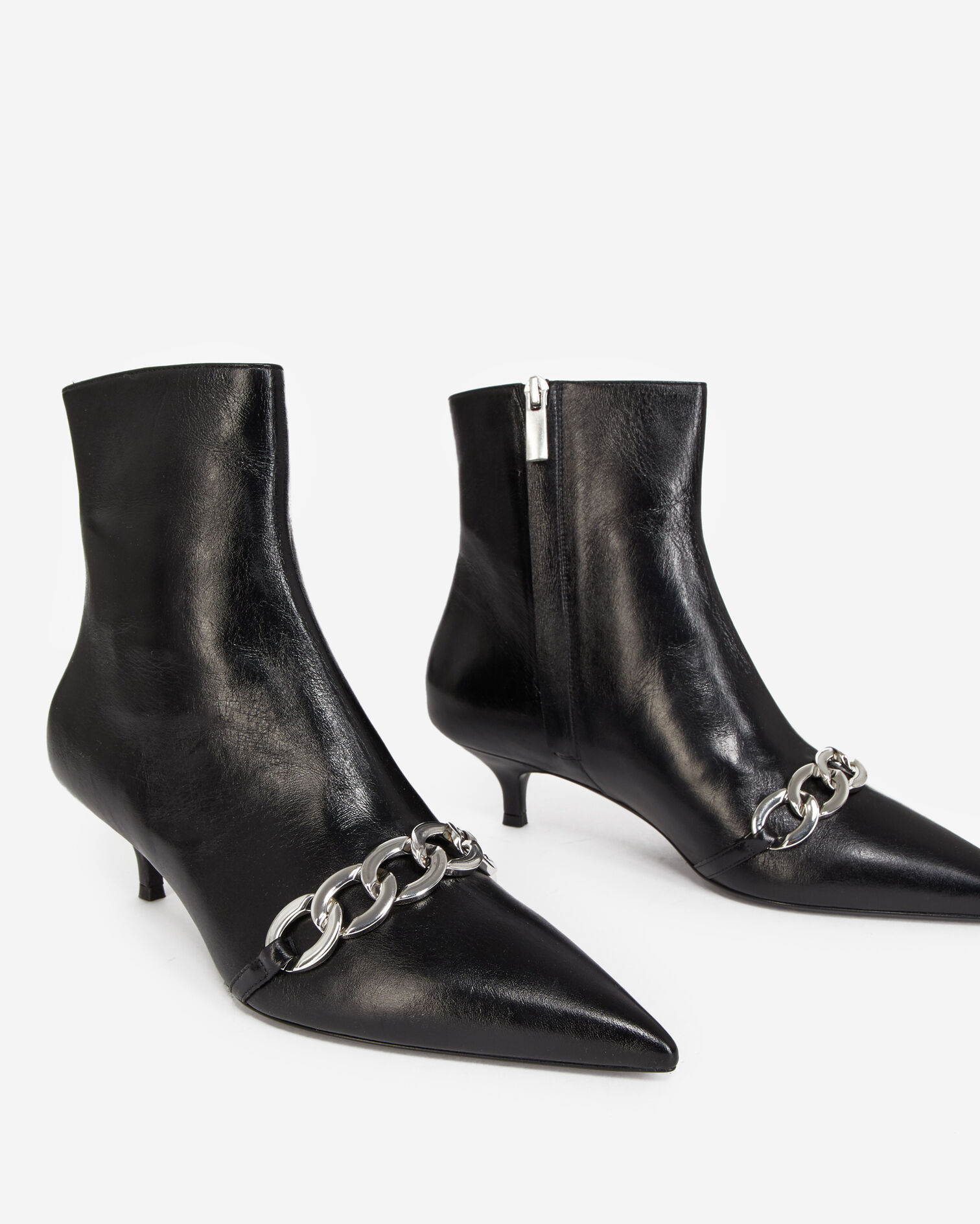 Bottines noires à talons détail chaîne, BLACK, hi-res image number null