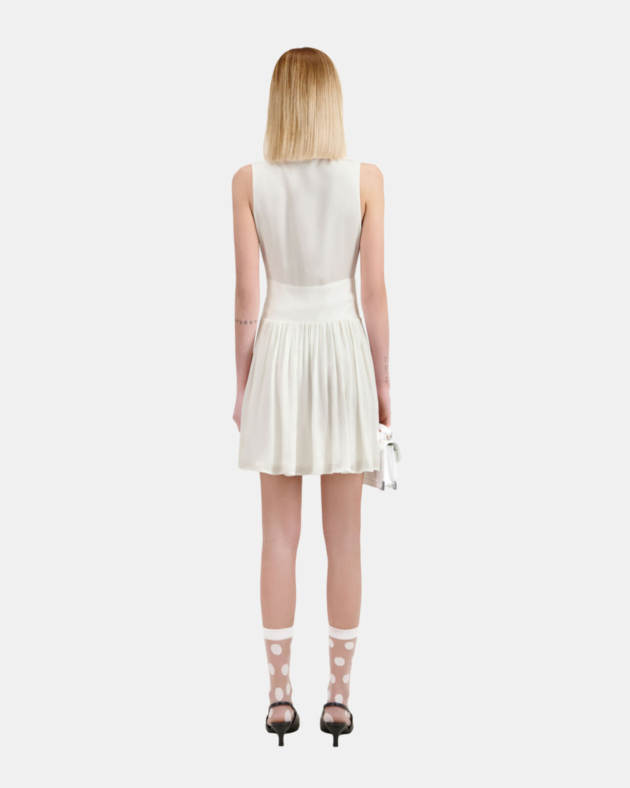 The Kooples WOMEN WHITE short white crinkle fabric dress