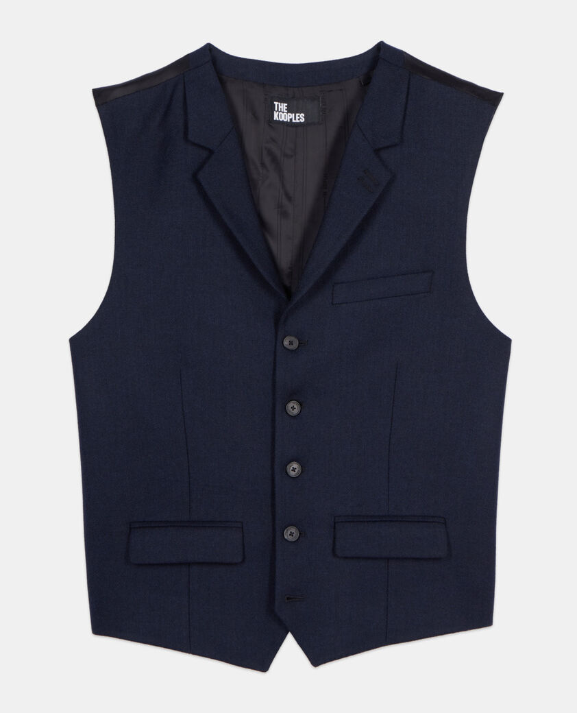 The Kooples MEN DARK NAVY navy blue wool blend waistcoat