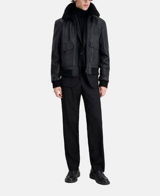 The Kooples HERREN BLACK schwarze bomberjacke aus leder