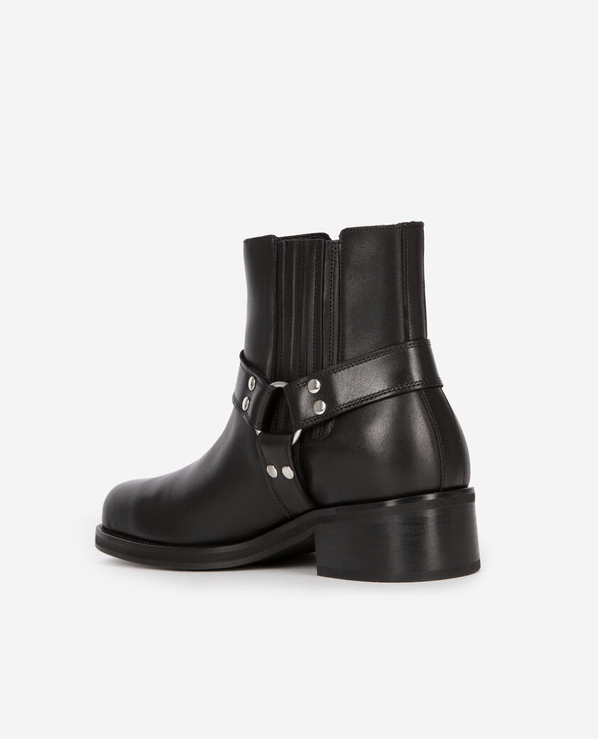 The Kooples HERREN BLACK stiefeletten mit riemen aus schwarzem leder