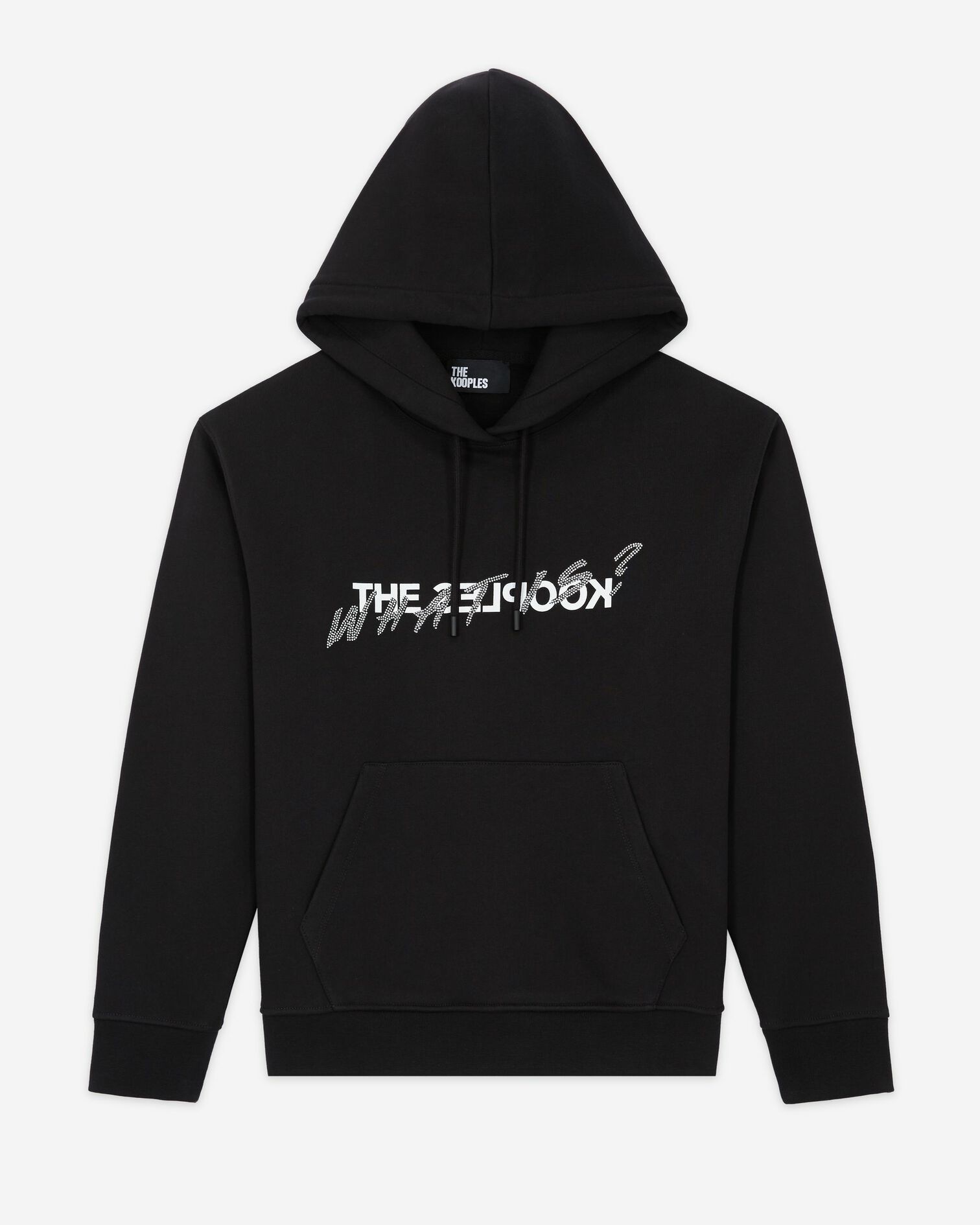 Damen Schwarzes Sweatshirt mit „What is“-Strassbesatz, BLACK, hi-res image number null