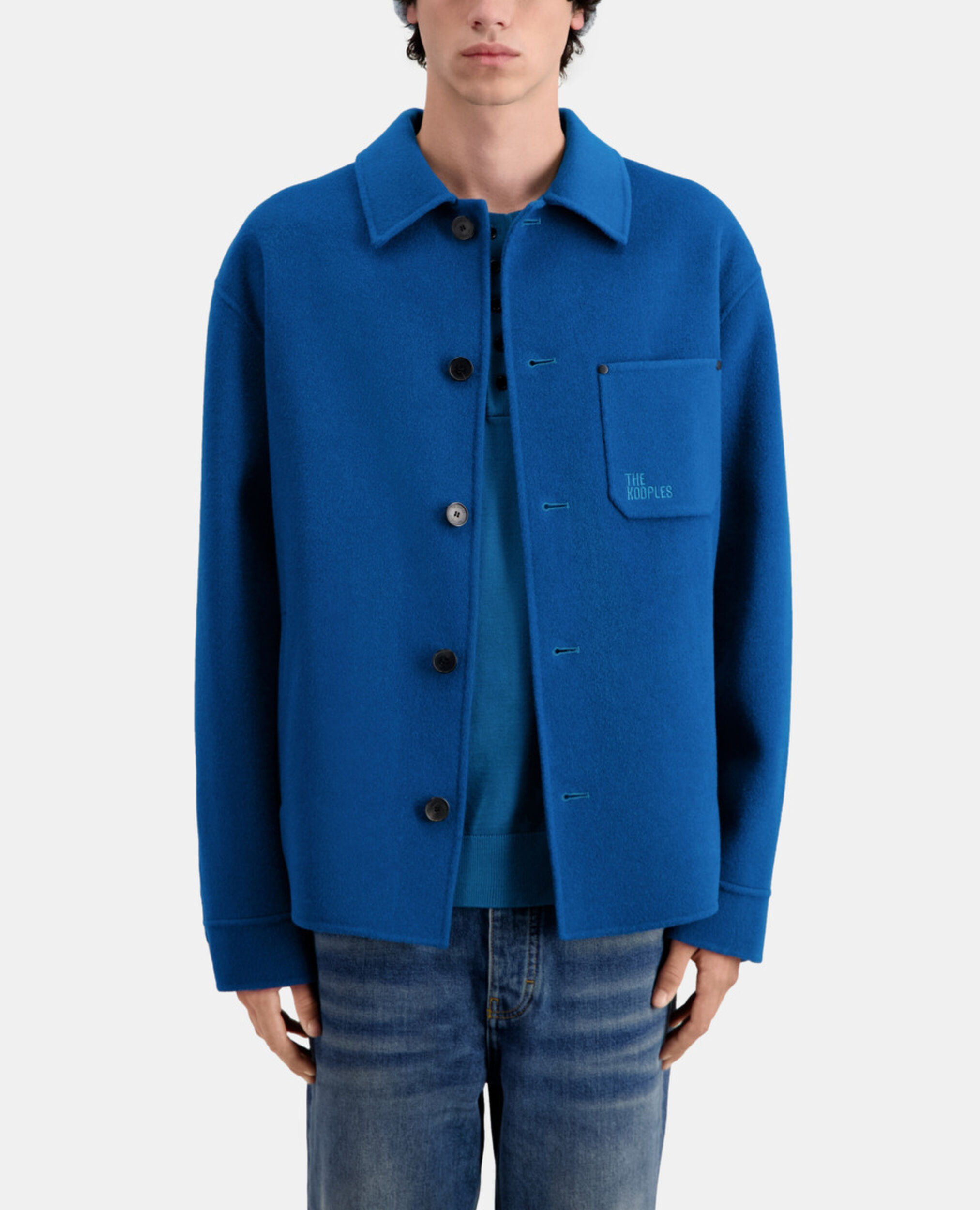 Blaue Hemdjacke aus Wolle, MEDIUM BLUE, hi-res image number null