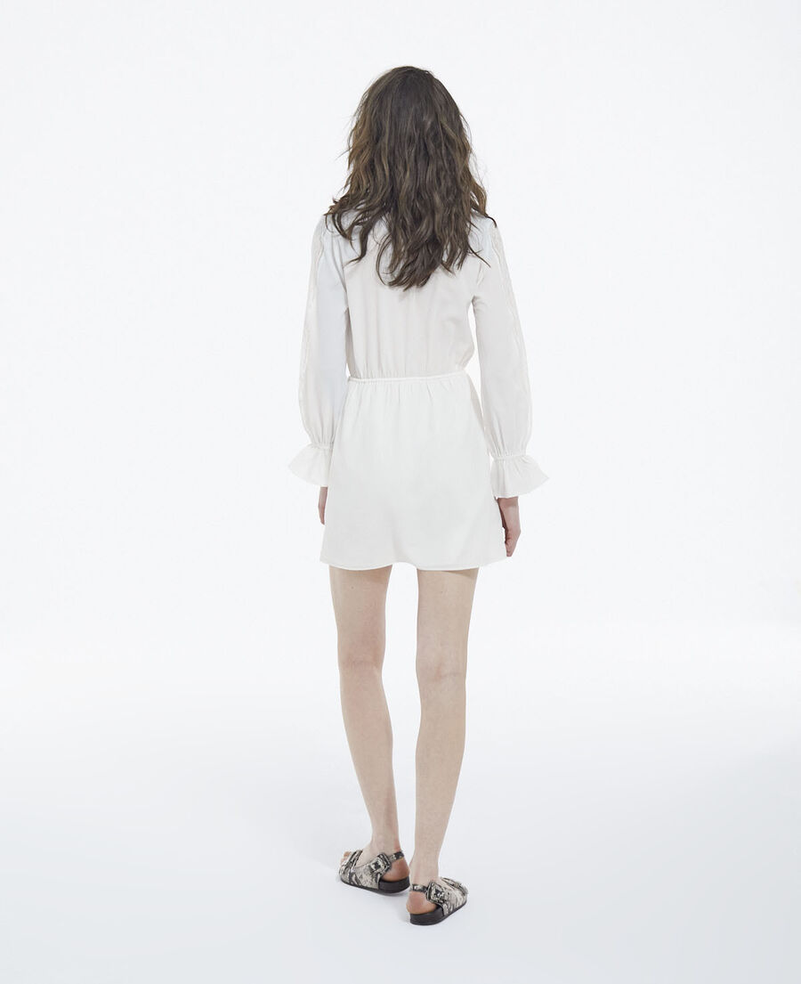 short white lace dress w/ openwork detailing