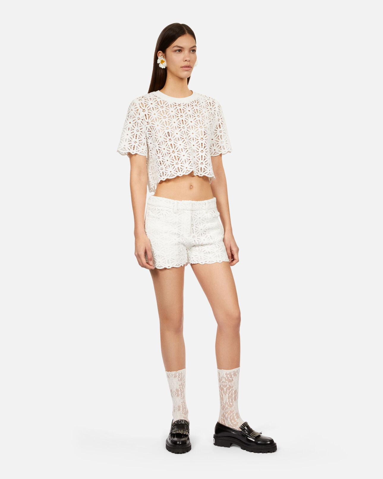 The Kooples FEMME WHITE short en guipure blanc