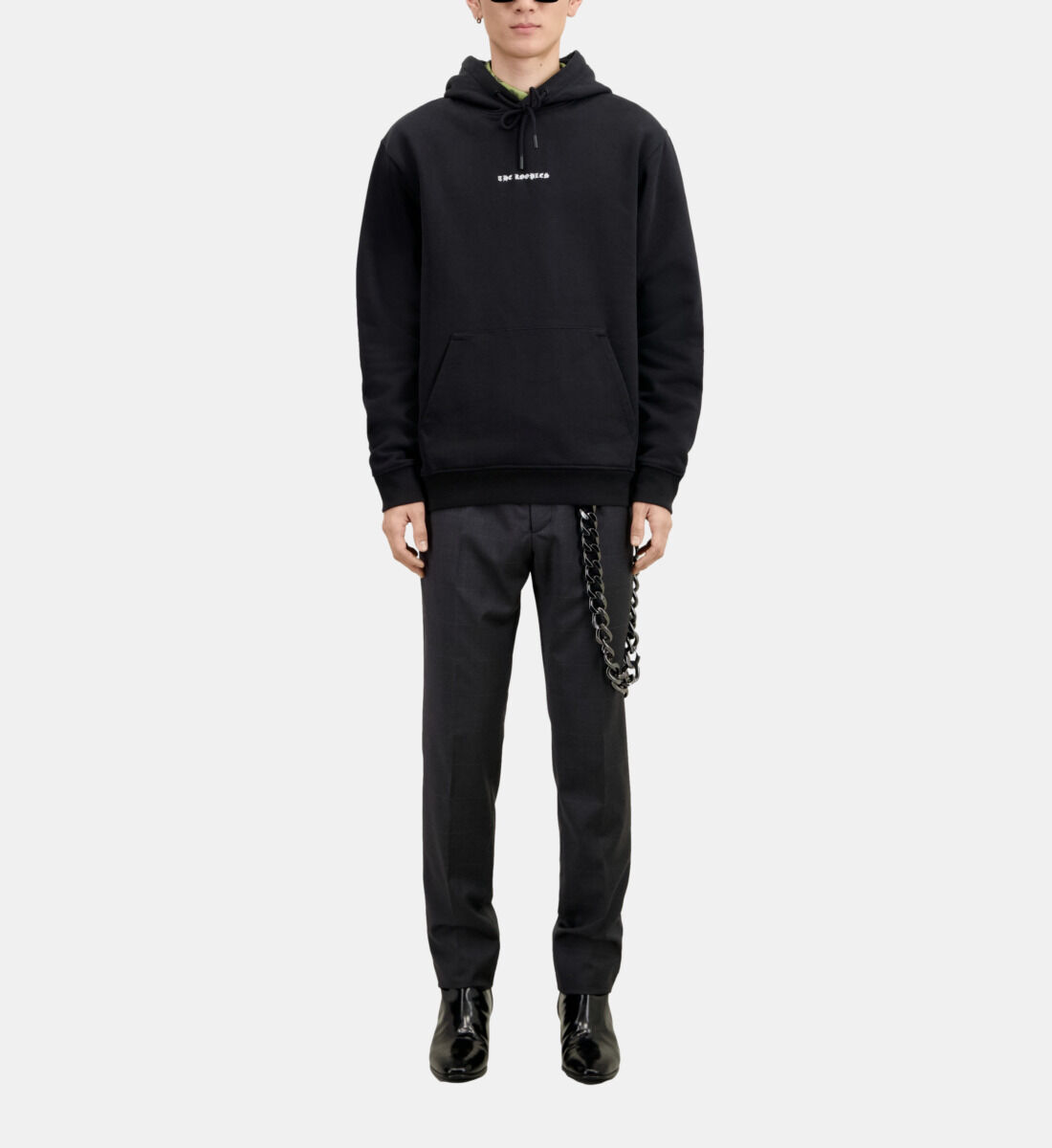Black hoodie with Skull heart serigraphy