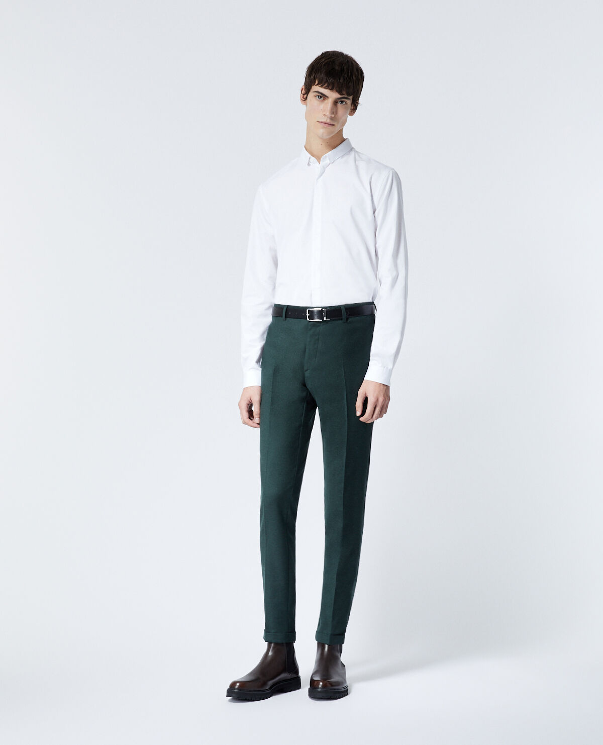Fitted dark green suit trousers in wool The Kooples