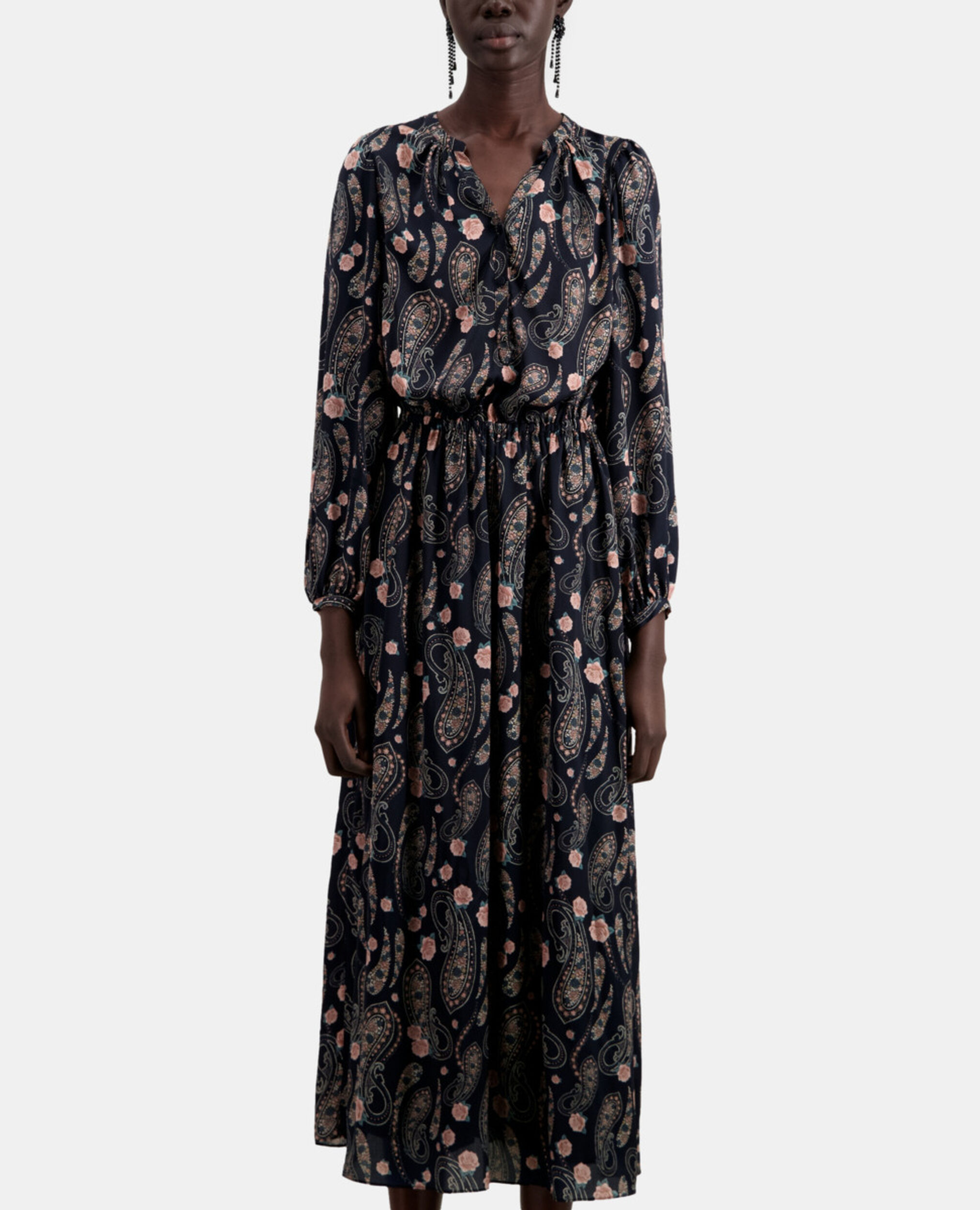 Long printed dress, BLACK / PINK, hi-res image number null