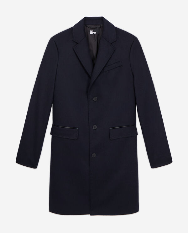long navy blue cashmere coat