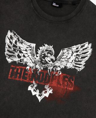 The Kooples WOMEN BLACK WASHED t-shirt with faded black screen print