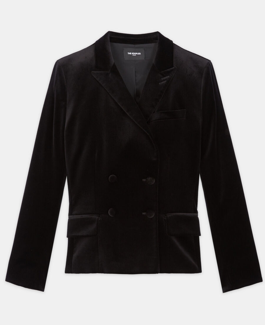 schwarze anzujacke aus velours