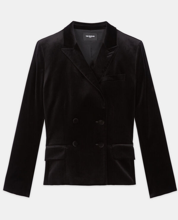 schwarze anzujacke aus velours