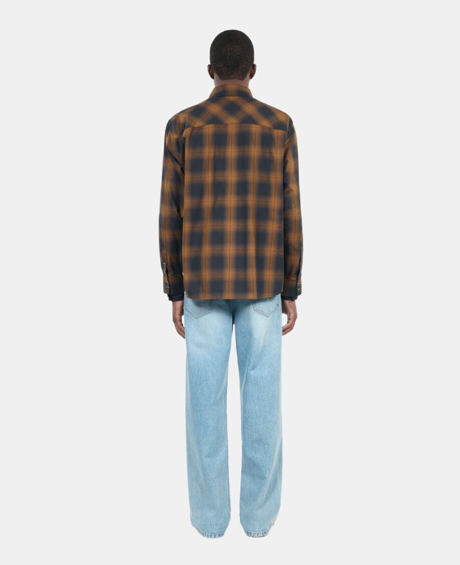 The Kooples MEN DARK BROWN black and brown checked overshirt
