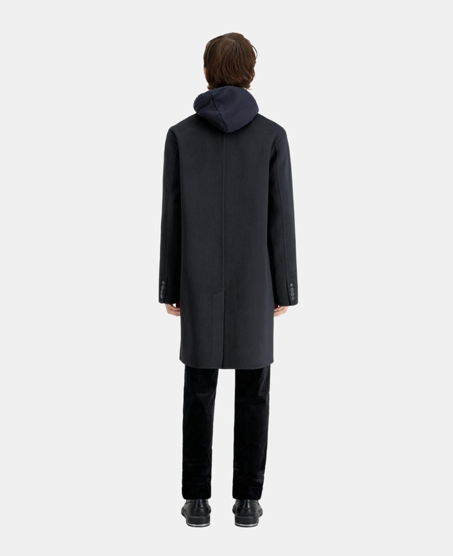 The Kooples HERREN BLACK NAVY langer schwarzer mantel aus wolle