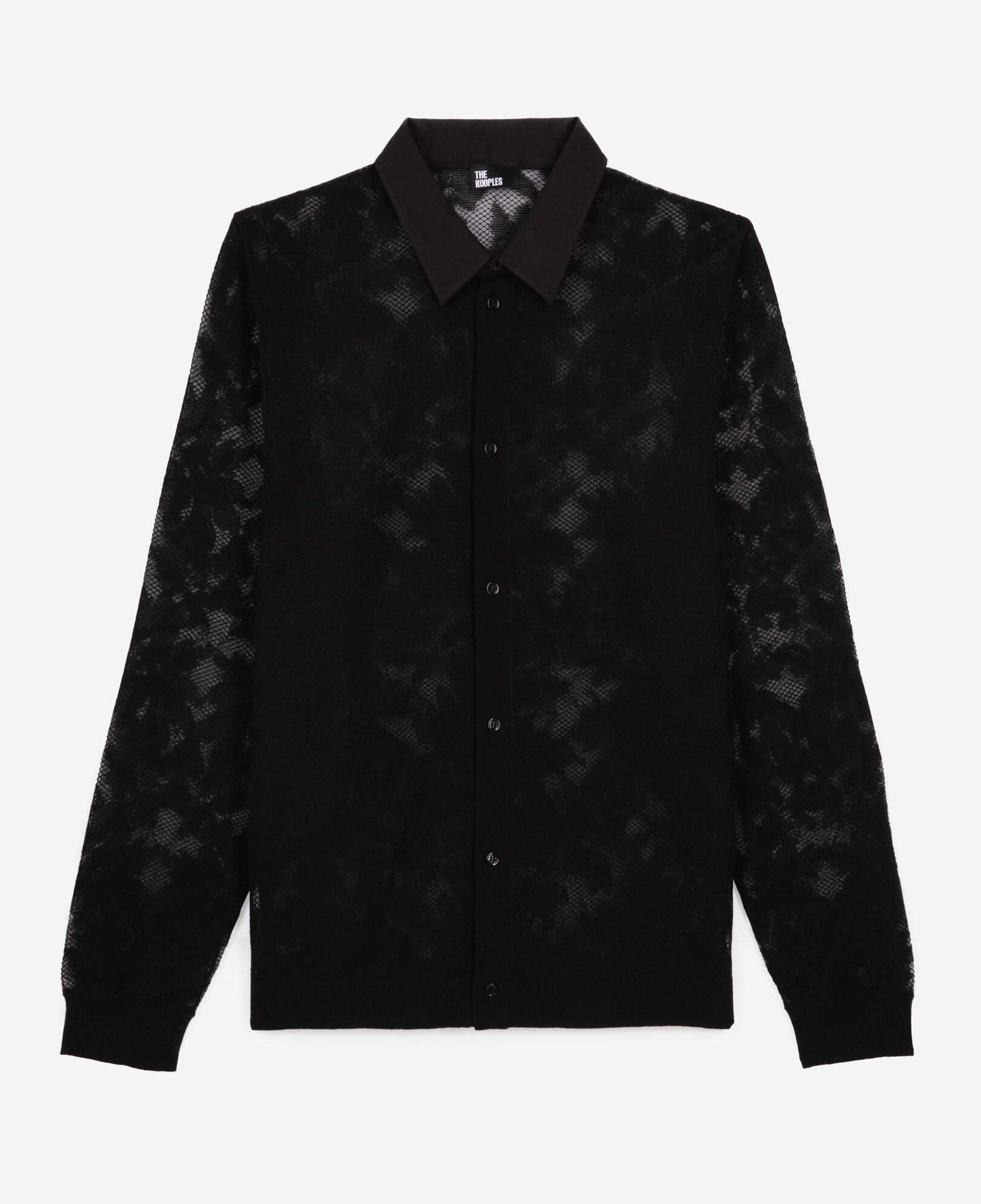 The Kooples MEN BLACK black lace effect mesh shirt