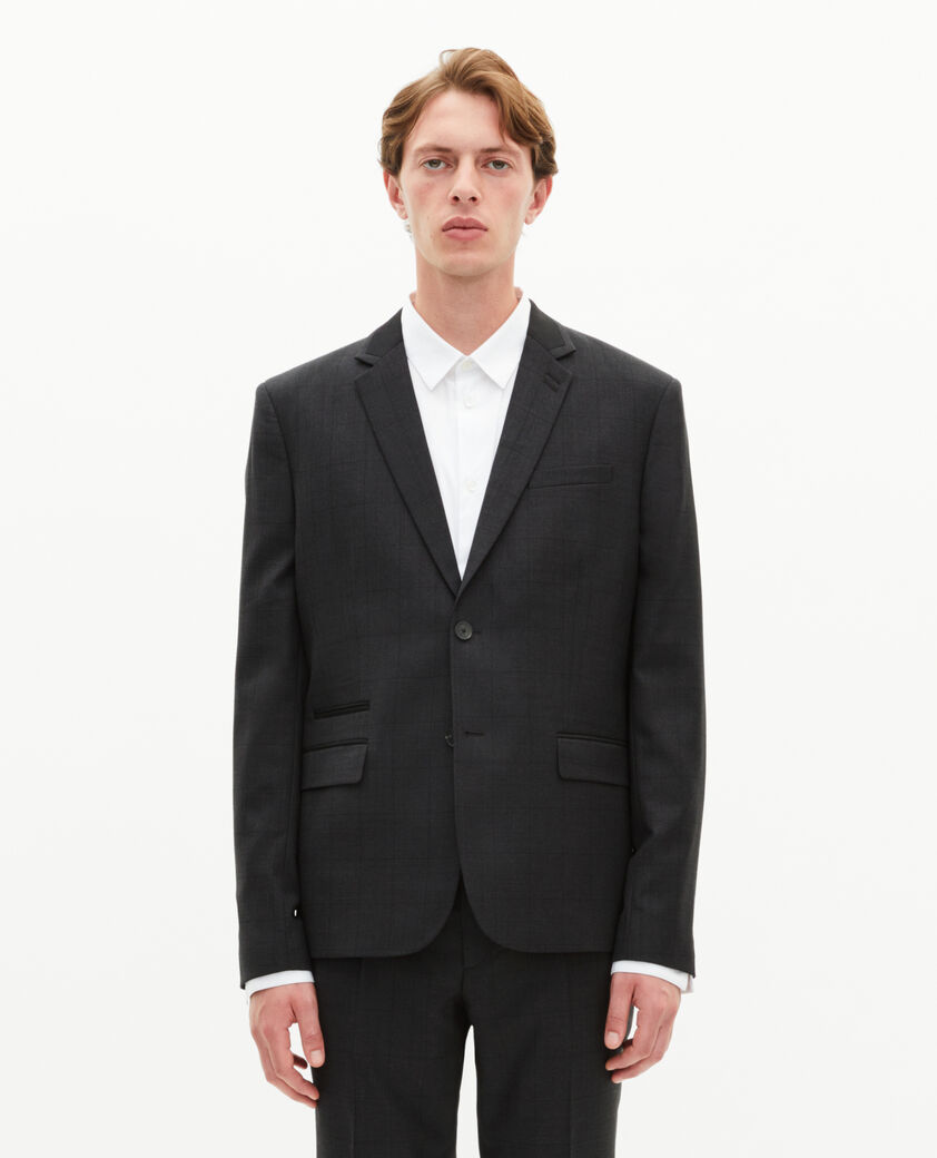 The Kooples HOMME BLACK veste de costume à carreaux en laine noir