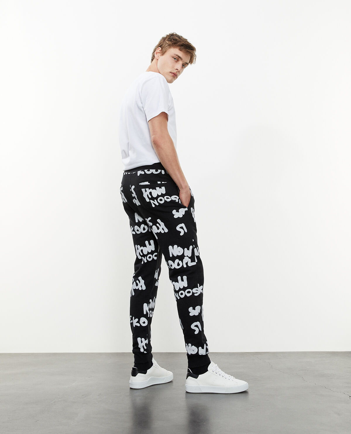 Black joggers with beige logo print The Kooples