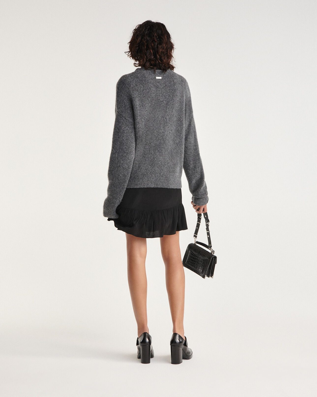 The Kooples WOMEN DARK GREY loose-fit alpaca wool dark gray sweater