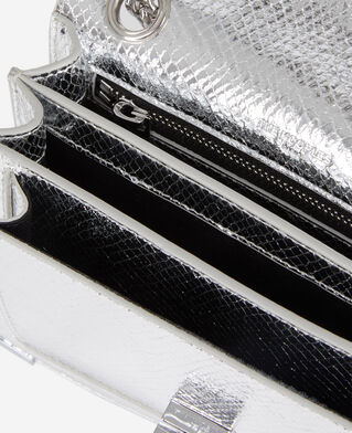 The Kooples WOMEN ANTIC SILVER emily chain bag in silver python-effect leather