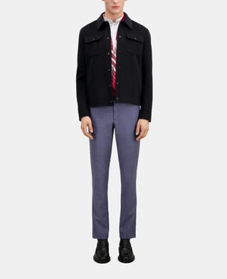 The Kooples HOMBRE BLACK chaqueta sobrecamisa mezcla lana cuadros