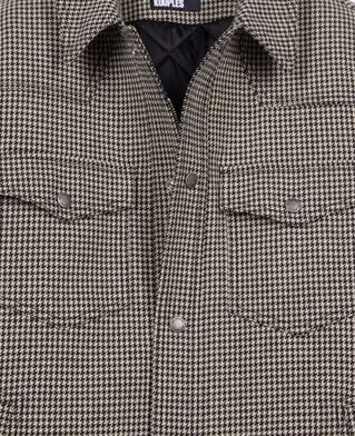 The Kooples MEN BROWN brown and ecru houndstooth overshirt style jacket
