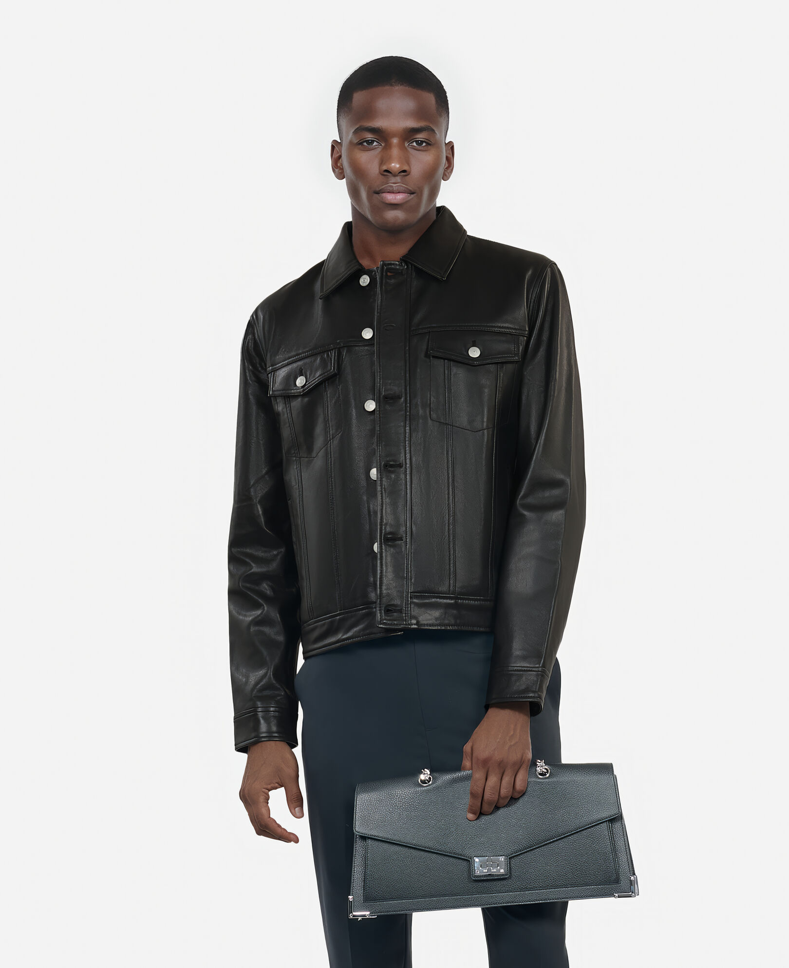 The Kooples HOMME BLACK blouson en cuir noir