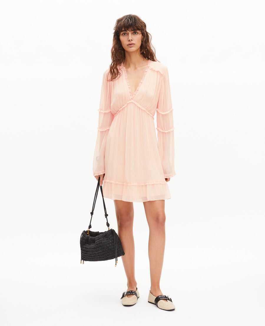 The Kooples F NUDE POUDRE short ruffled peach dress