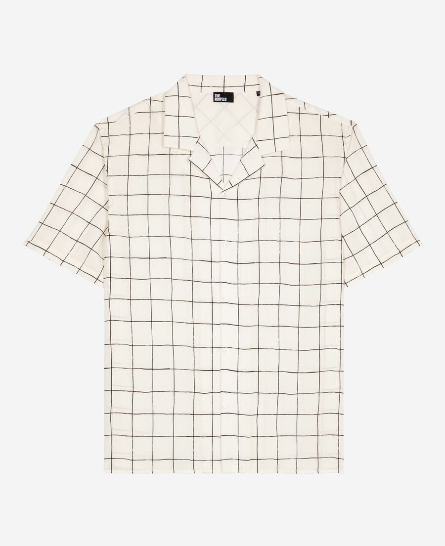 The Kooples MEN WHITE / BLACK short-sleeved plaid shirt, ecru