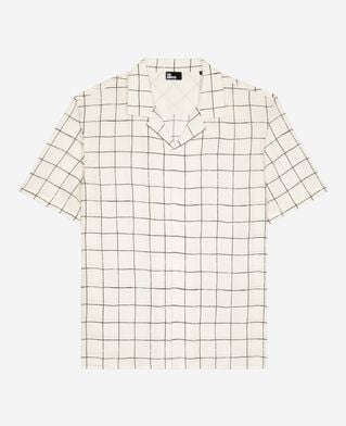 The Kooples MEN WHITE / BLACK short-sleeved plaid shirt, ecru