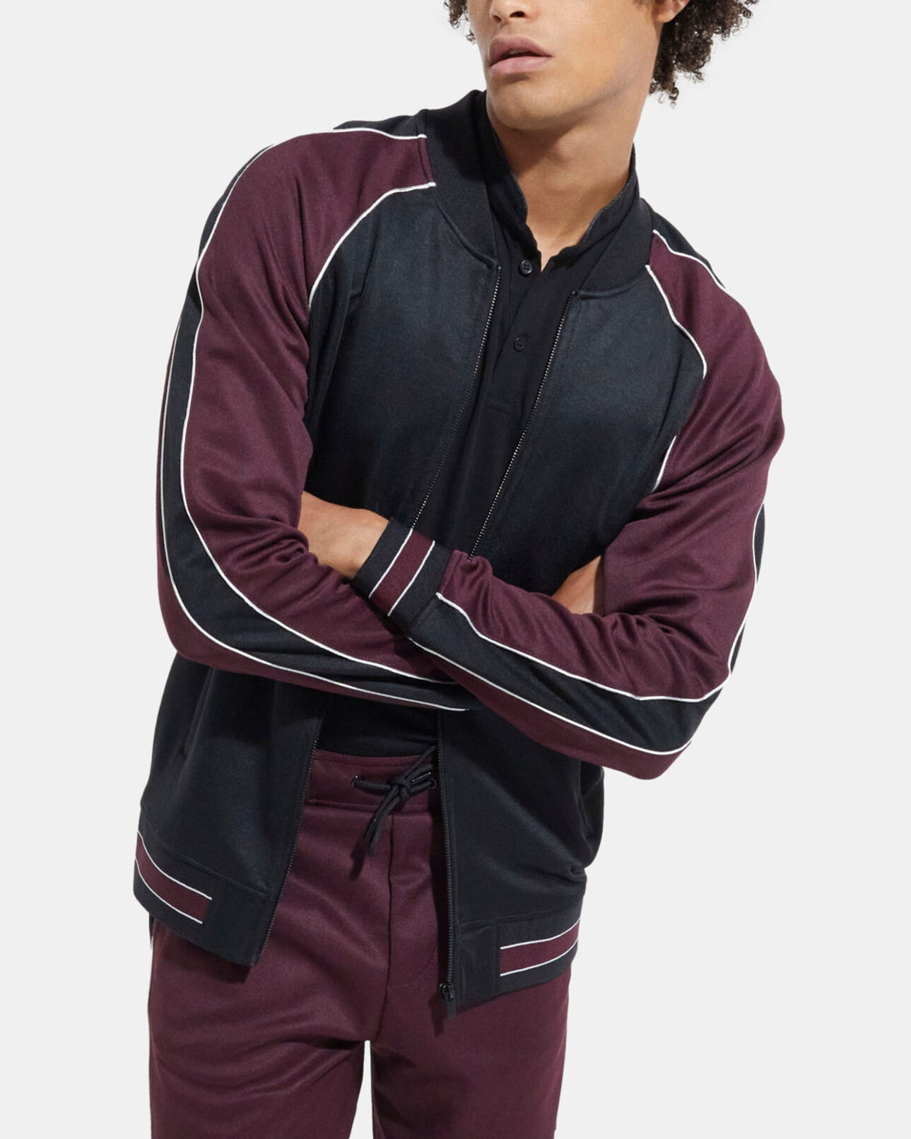 The Kooples MEN BURGUNDY red zipped sweatshirt
