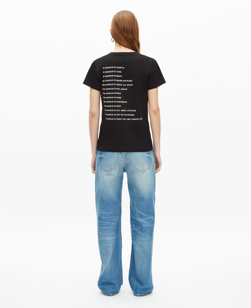 The Kooples DAMEN BLACK was is ein schwarzes t-shirt mit neoneffekt