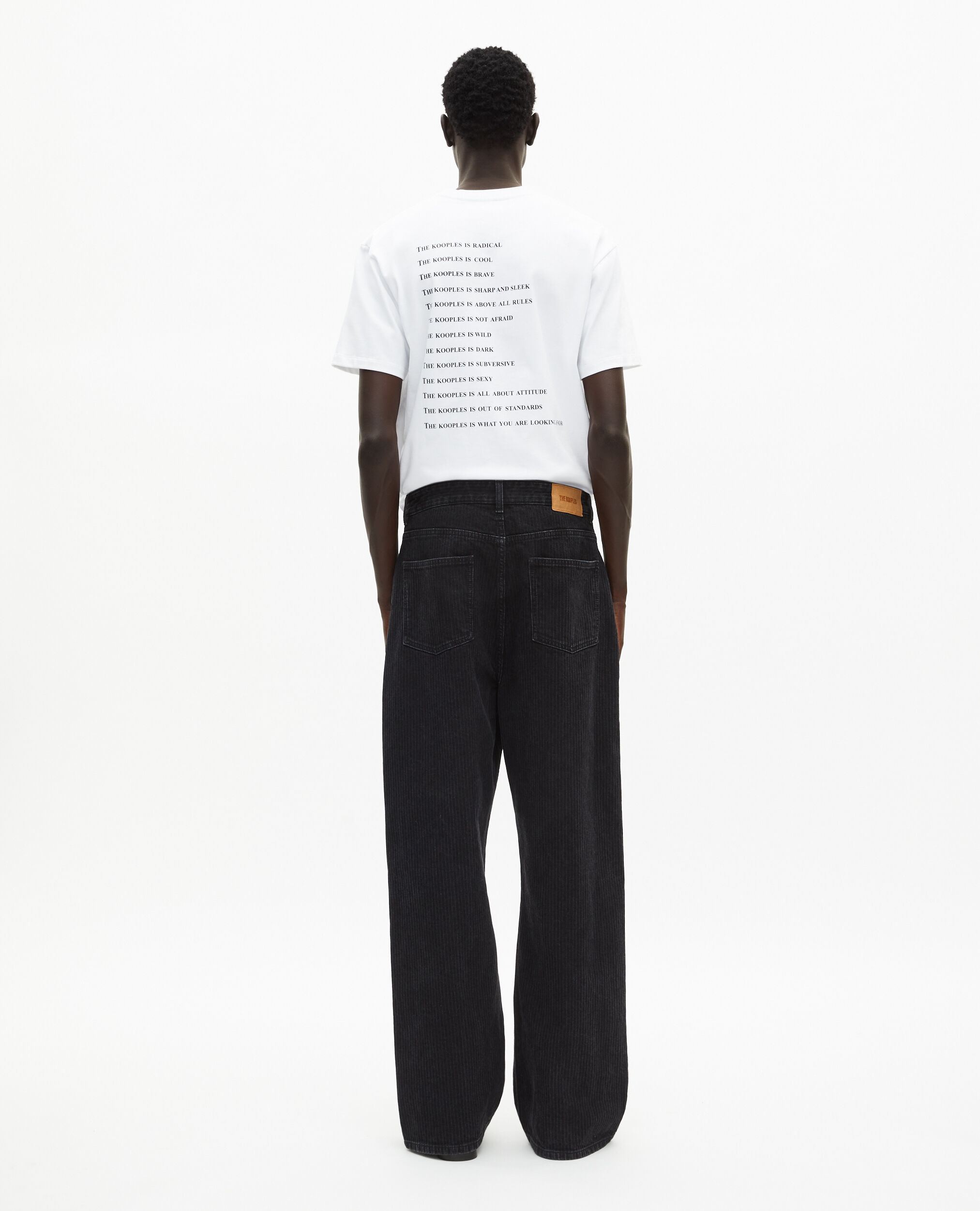Black ribbed-effect baggy jeans | The Kooples US