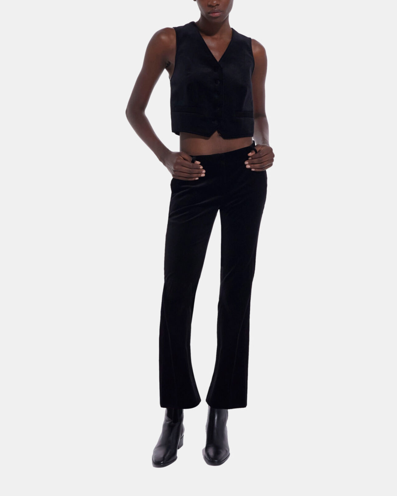 The Kooples WOMEN BLACK black velvet flared suit pants