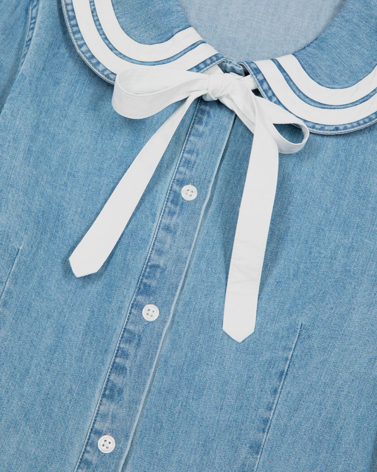 The Kooples FEMME BABY BLUE chemise col claudine en denim