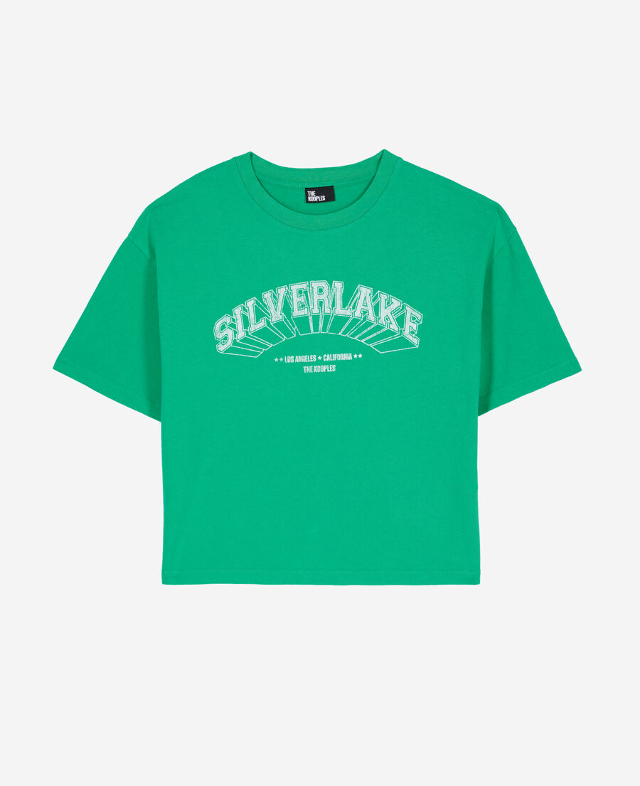 t-shirt vert clair avec sérigraphie silverlake