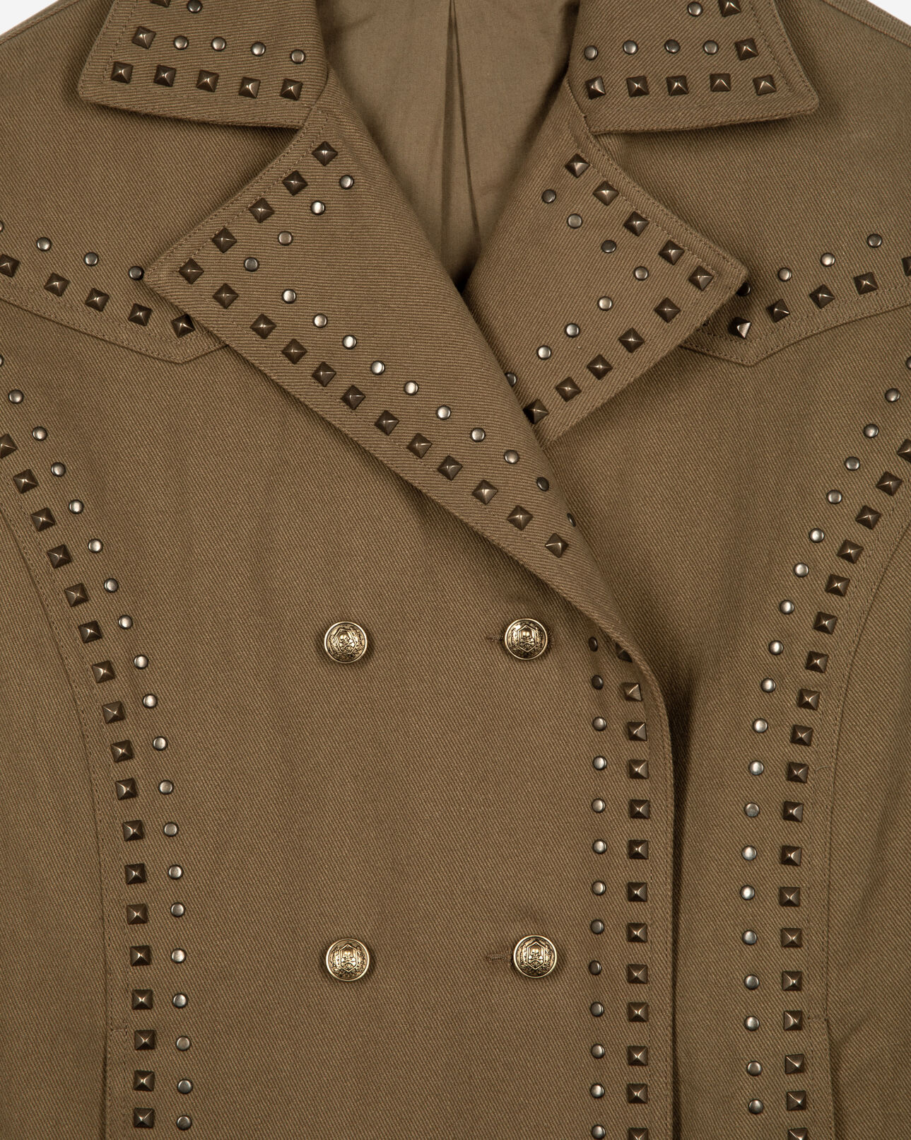 The Kooples WOMEN KAKI caban with studs and khaki beads