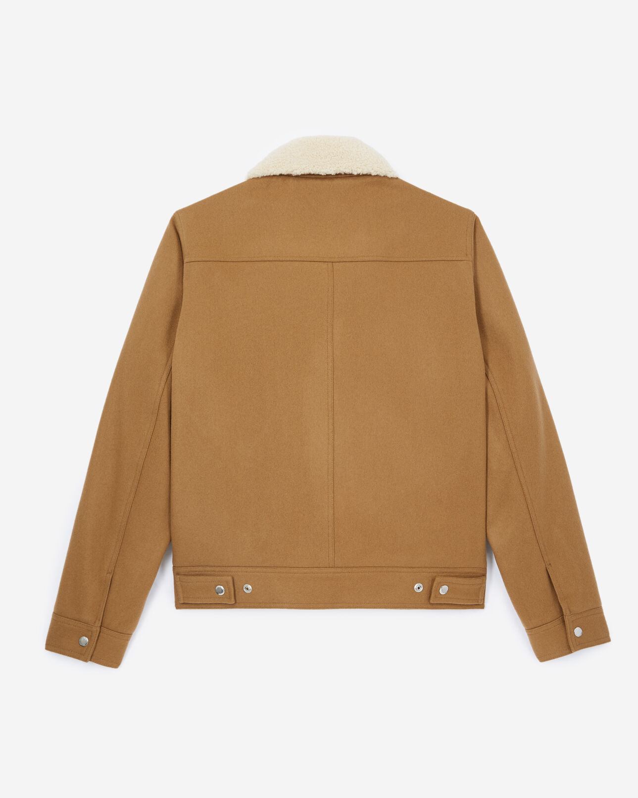 The Kooples MEN CAMEL camel-colored wool jacket w/sheepskin collar
