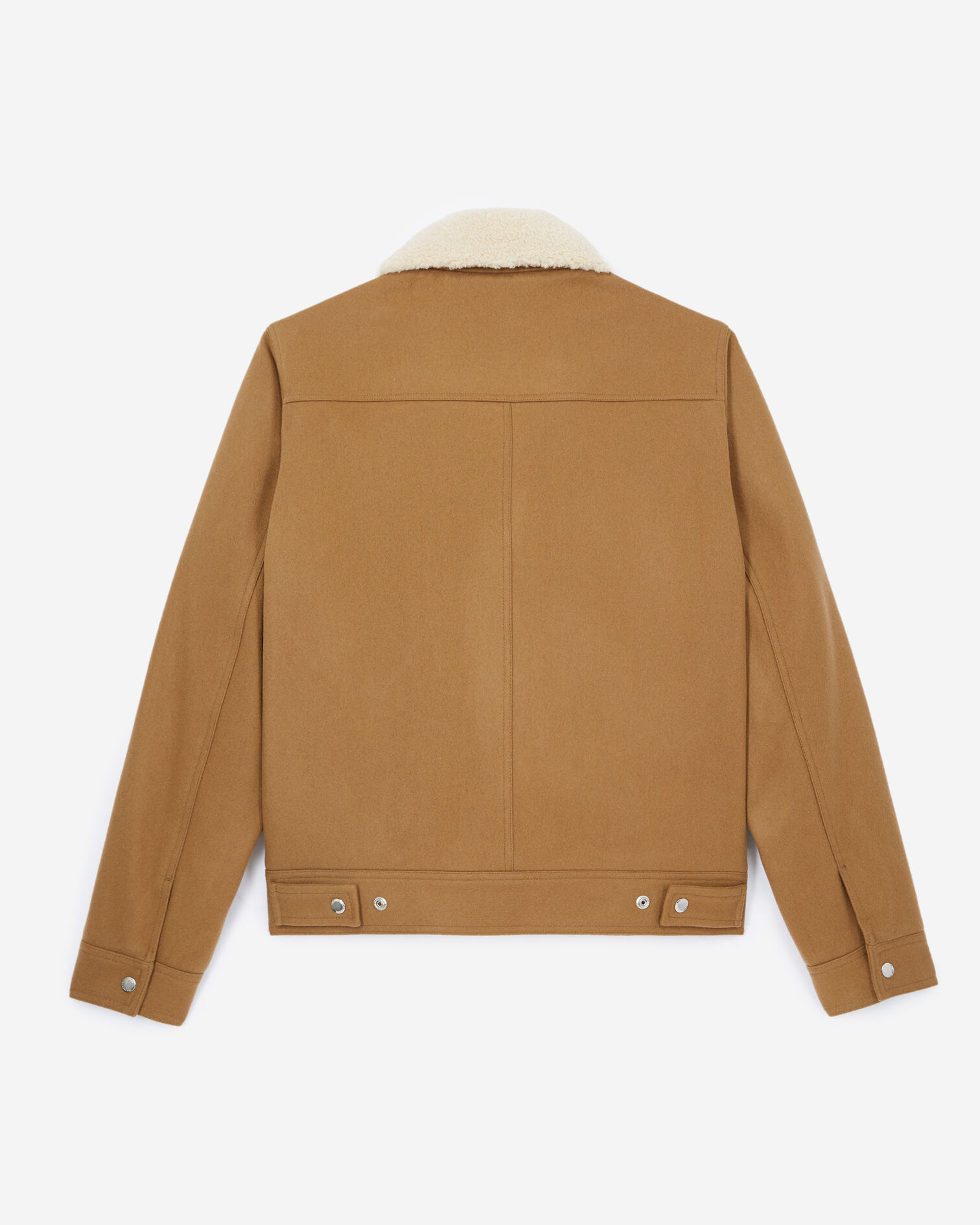 Camel-colored wool jacket w/sheepskin collar, CAMEL, hi-res image number null