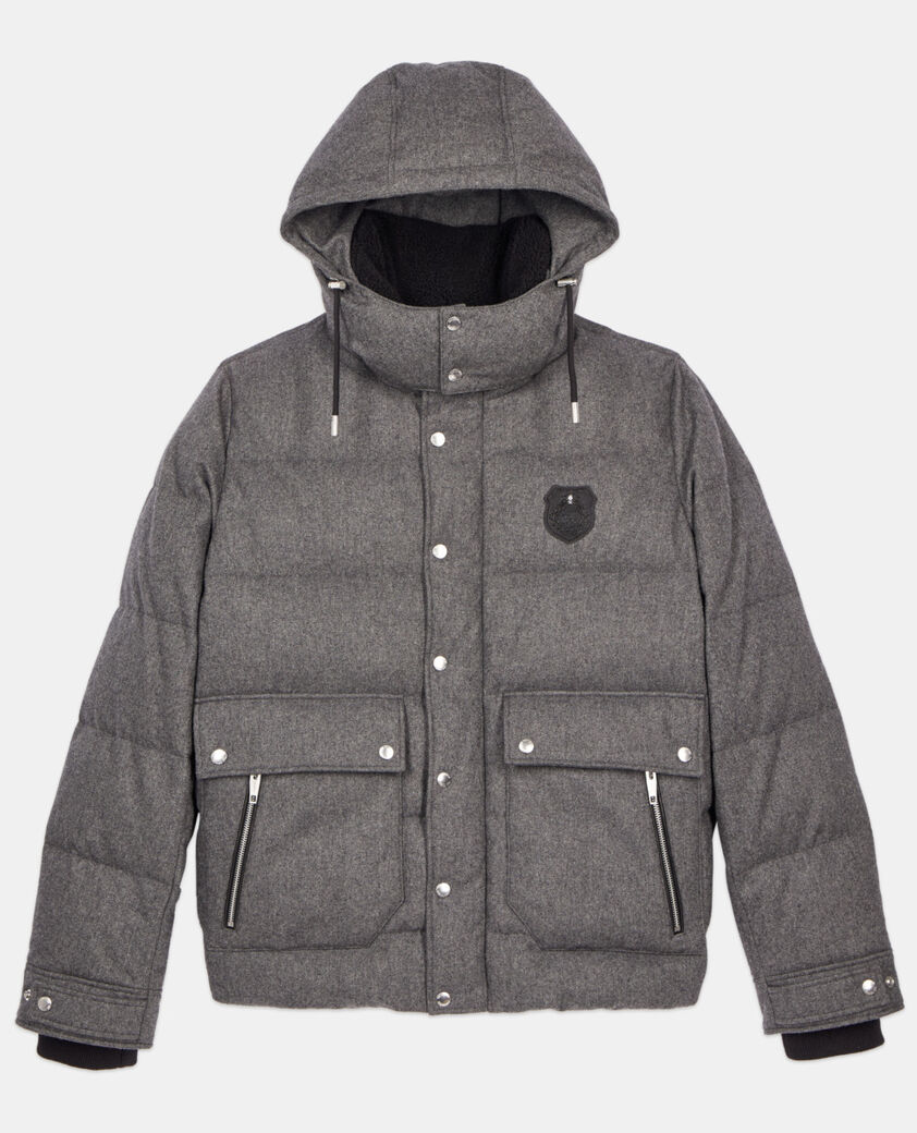 The Kooples HOMME GRIS CLAIR doudoune en flanelle grise