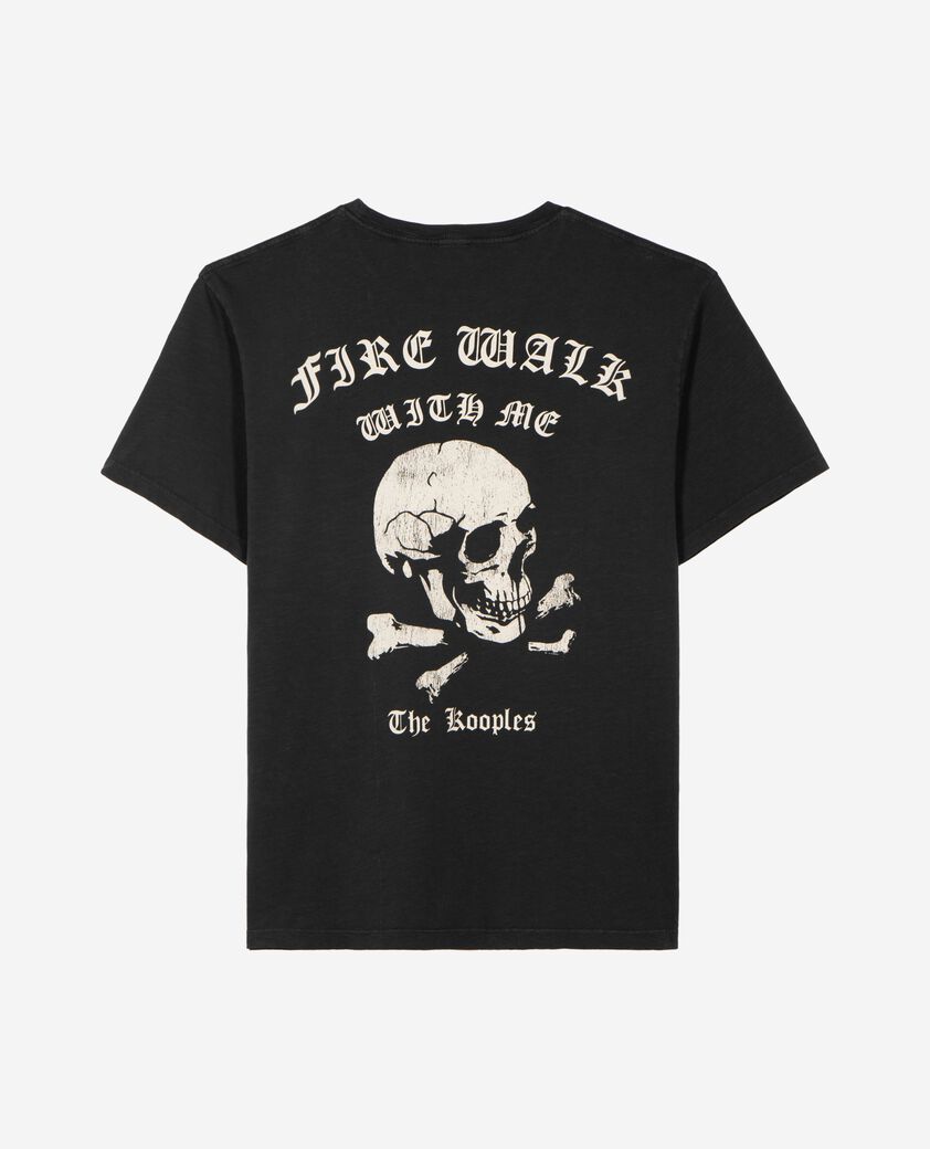 The Kooples HOMBRE BLACK WASHED camiseta con serigraf&iacute;a skull negra