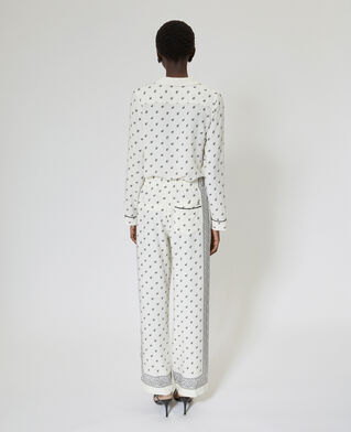 The Kooples WOMEN WHITE / BLACK straight-leg bandana print pants ecru