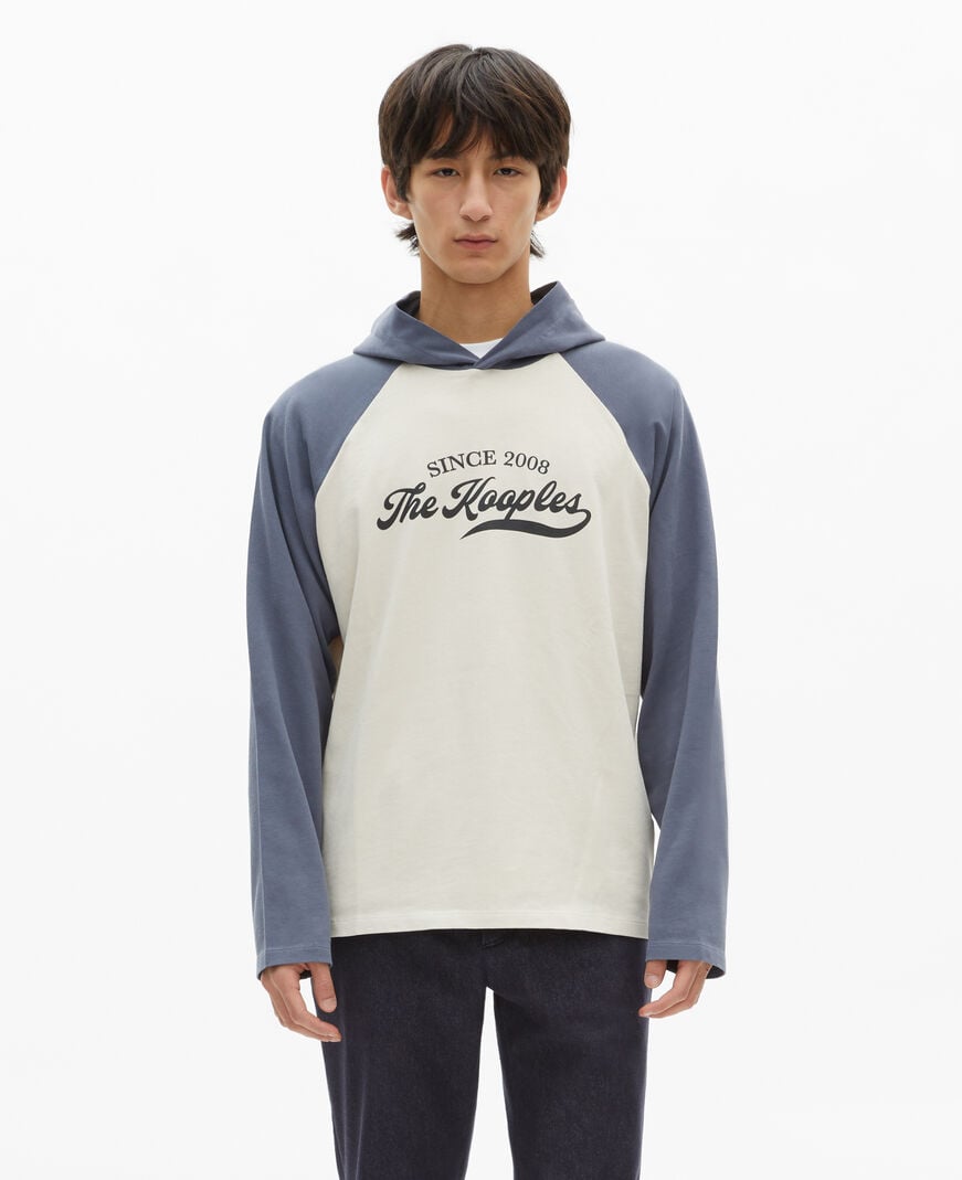 The Kooples MEN BEIGE GREY long-sleeved t-shirt with beige logo