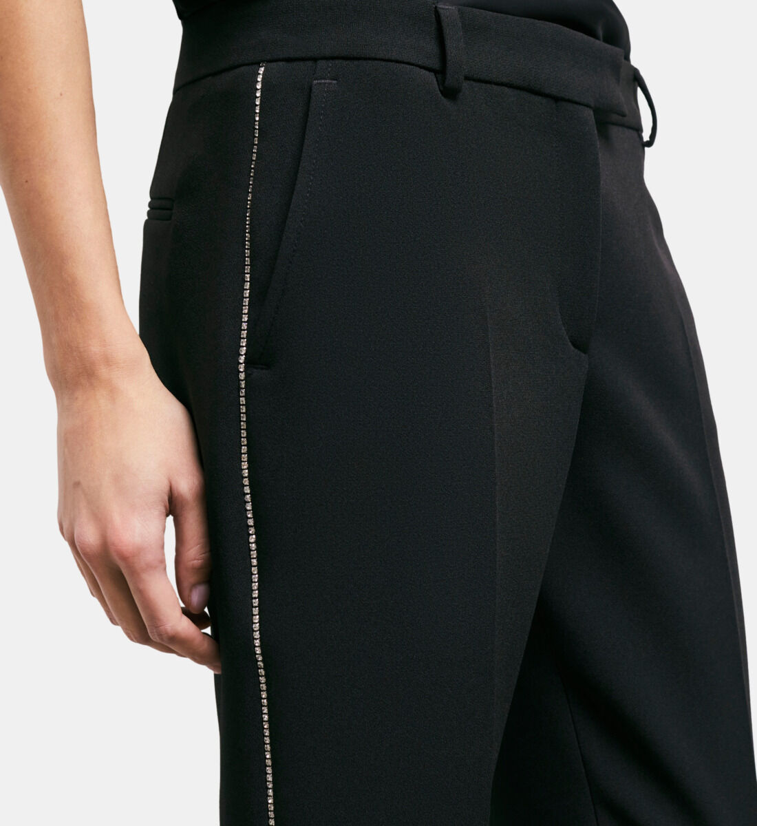 Black pants top with rhinestones